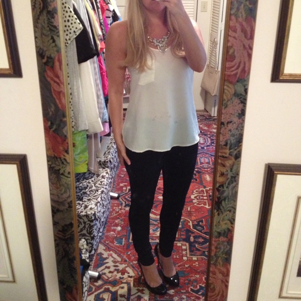 Staple cream polyester racer back camisole